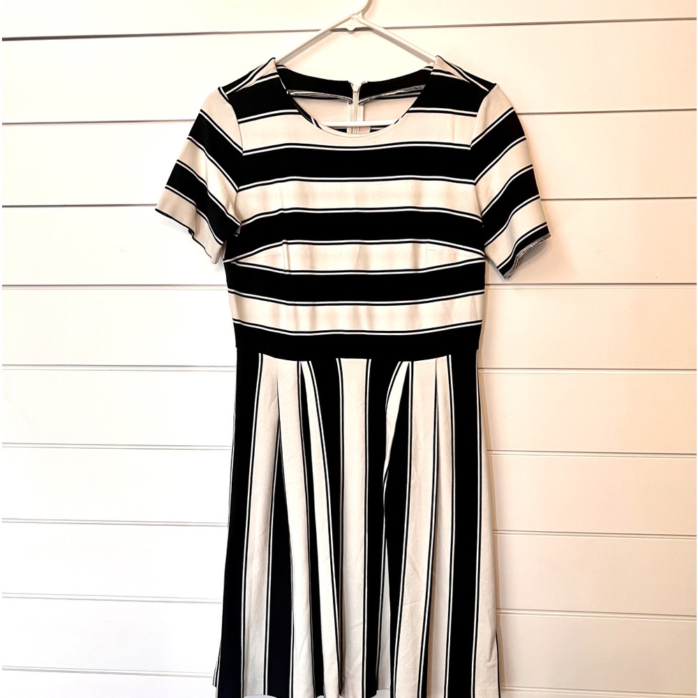 Loft Black and White Striped Dress